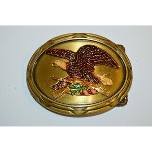 Vintage 1978 Brass Biker American Bald Eagle Right To Bear Arms Belt Buckle Guns